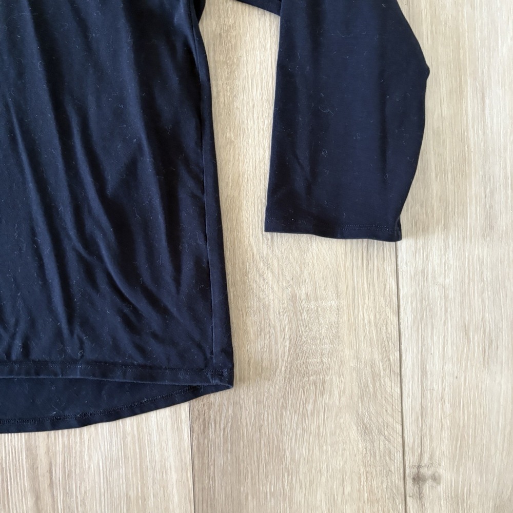 Eileen Fisher V-Neck Long Sleeve Top Women S Black Jersey Knit Minimalist Staple - Picture 2 of 7